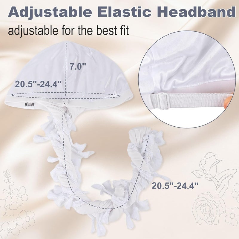 Babalet Store طرحة هالو للرجال والنساء مزودة بطبقة ساتان، غطاء رأس دوراج، قبعة جمجمة، مزودة بتعليقات مسبقة الربط، قبعة ضفيرة، قبعة عتيقة ملتوية - Image 3